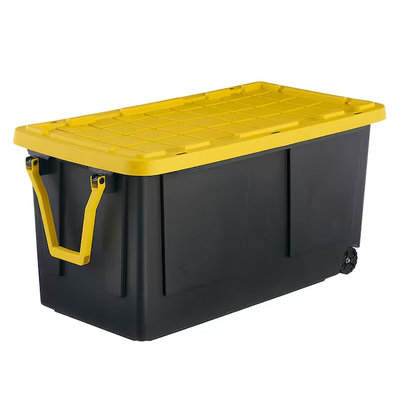 Commander Medium 15-Gallons (60-Quart) Black and Yellow Tote with Standard Snap Lid