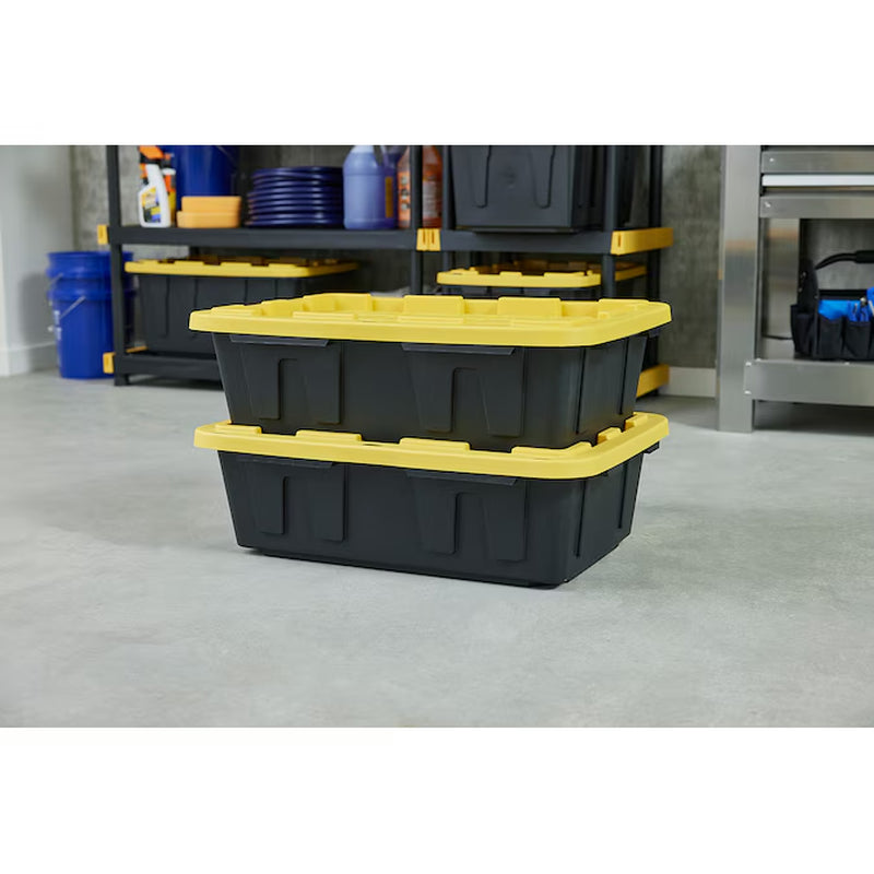 Commander Medium 15-Gallons (60-Quart) Black and Yellow Tote with Standard Snap Lid