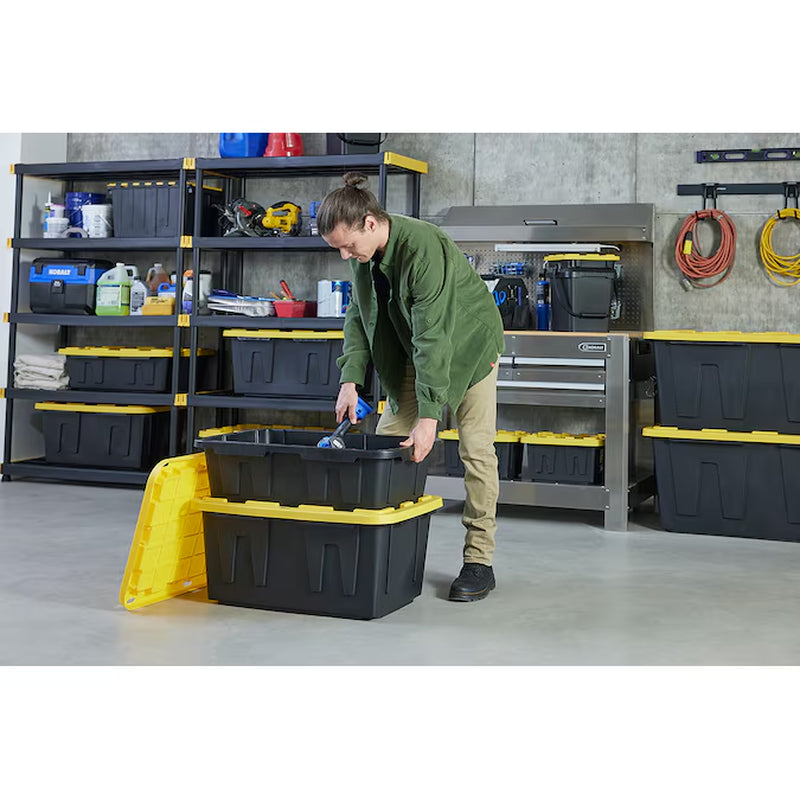 Commander Medium 15-Gallons (60-Quart) Black and Yellow Tote with Standard Snap Lid